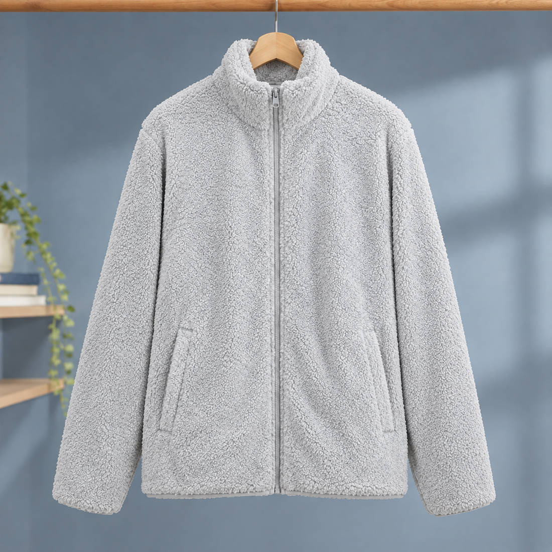Bethany Plush Zip Jacket - Light Gray
