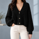 Morwenna-Skye Cable Cardigan - Black
