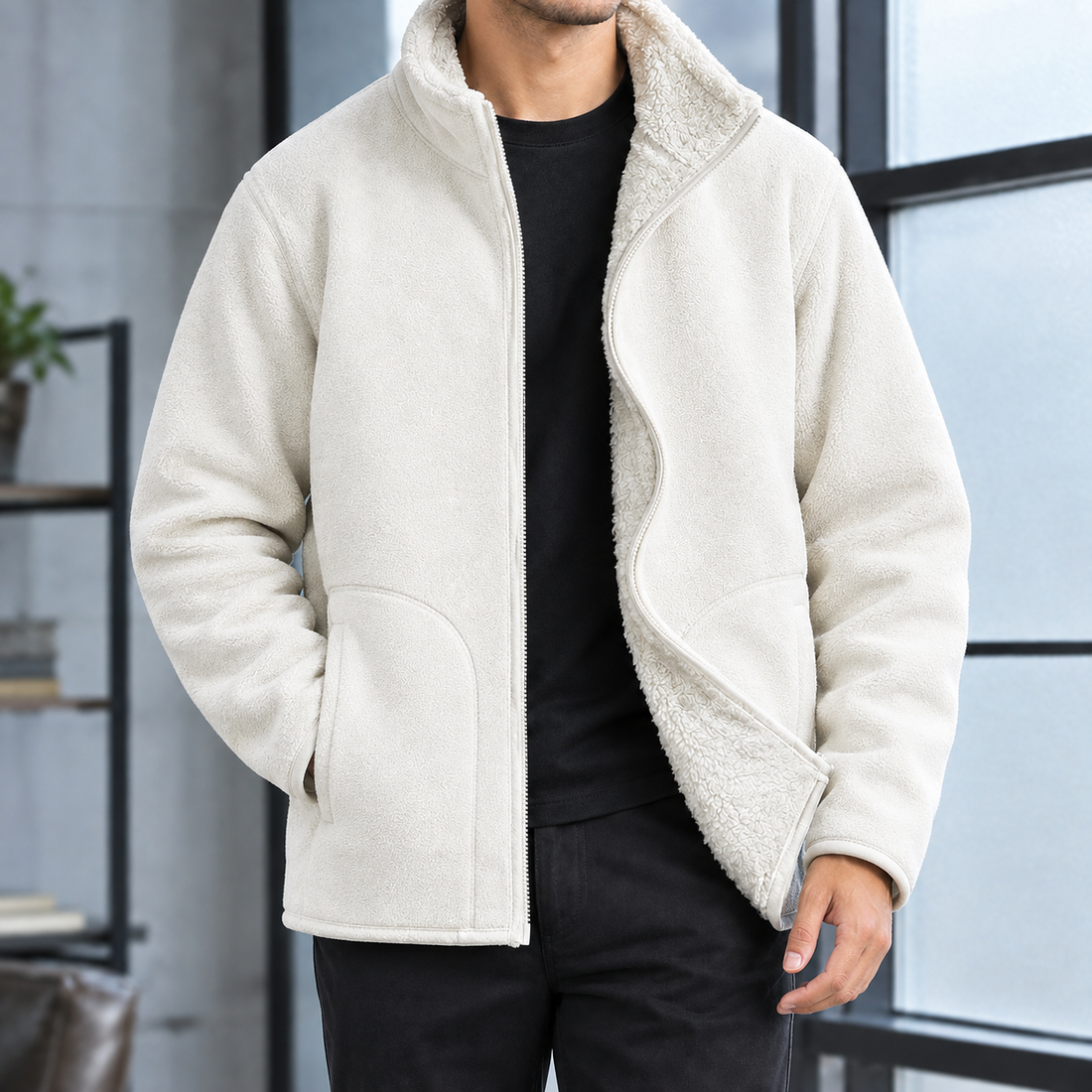 Vaughn Fleece Lined Jacket - Off White