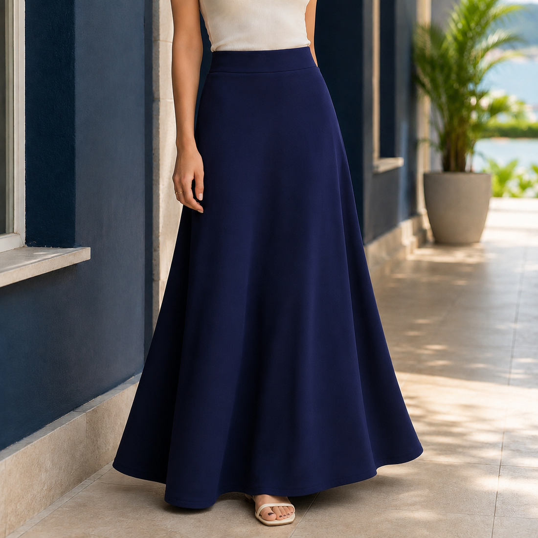 Maxine-Belle A-Line Skirt - Navy Blue