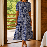 Eva Floral Midi Dress - Navy