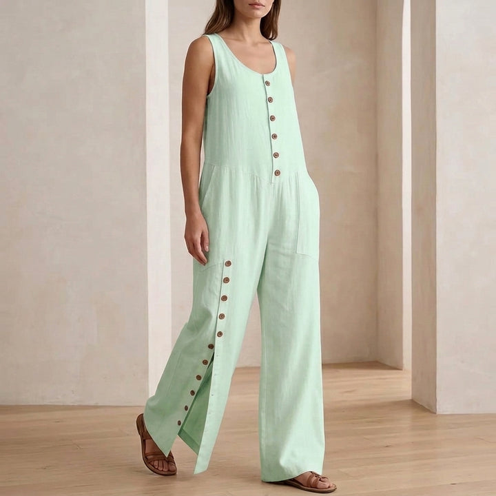 Orla Button Detail Jumpsuit - Green