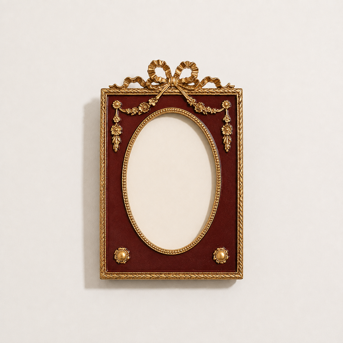 Alderley Carved Picture Frame - Wine Red Bow