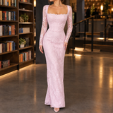 Zoe-Faye Lace Maxi Dress - Pink