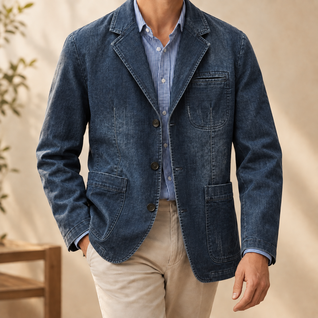 Dario Cotton Blazer - Dark Denim