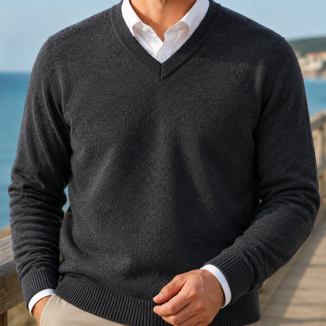 Hector V-Neck Sweater - Gray