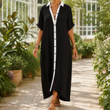 Bianca-Louise Contrast Maxi Dress - Black