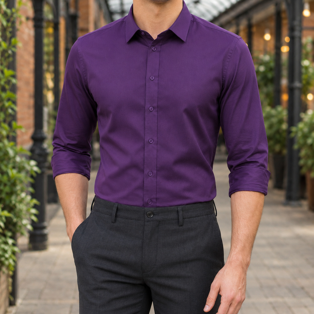 Renard Slim Fit Shirt - Purple