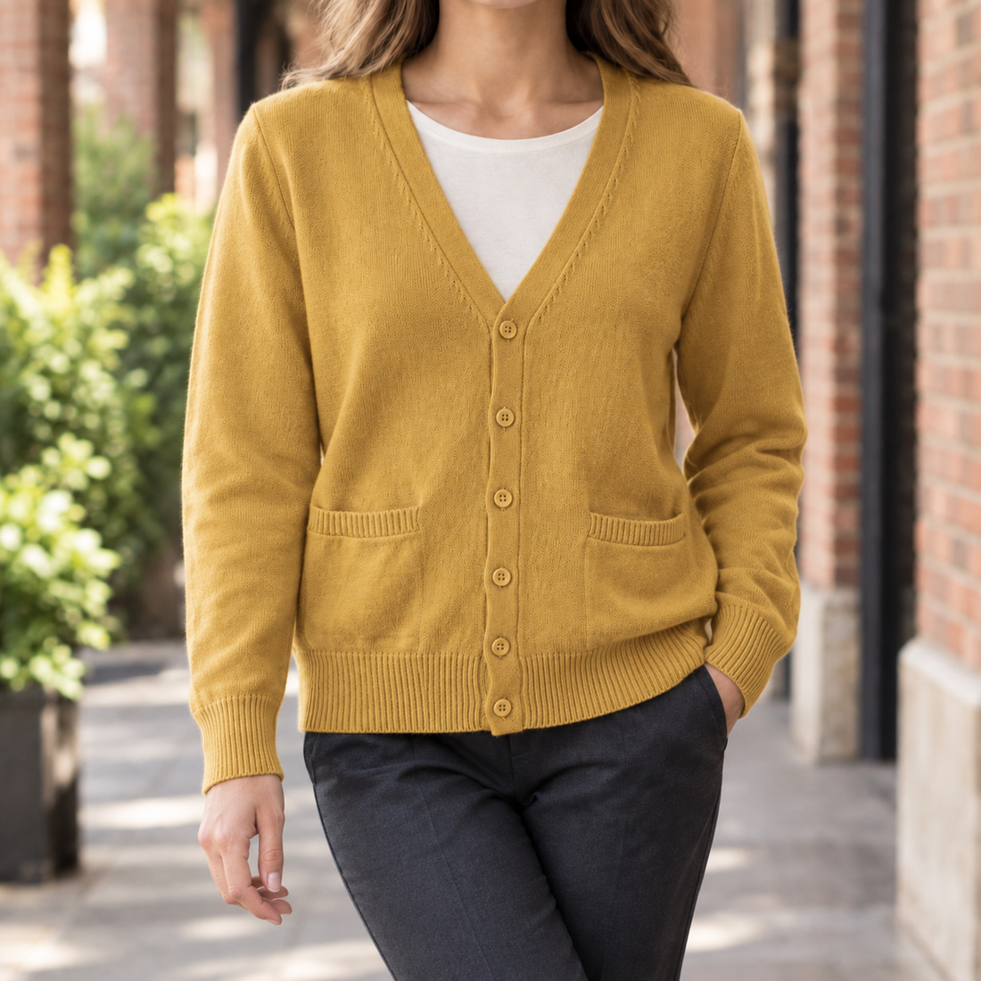 Gwendolen-Kate V-Neck Cardigan - Mustard