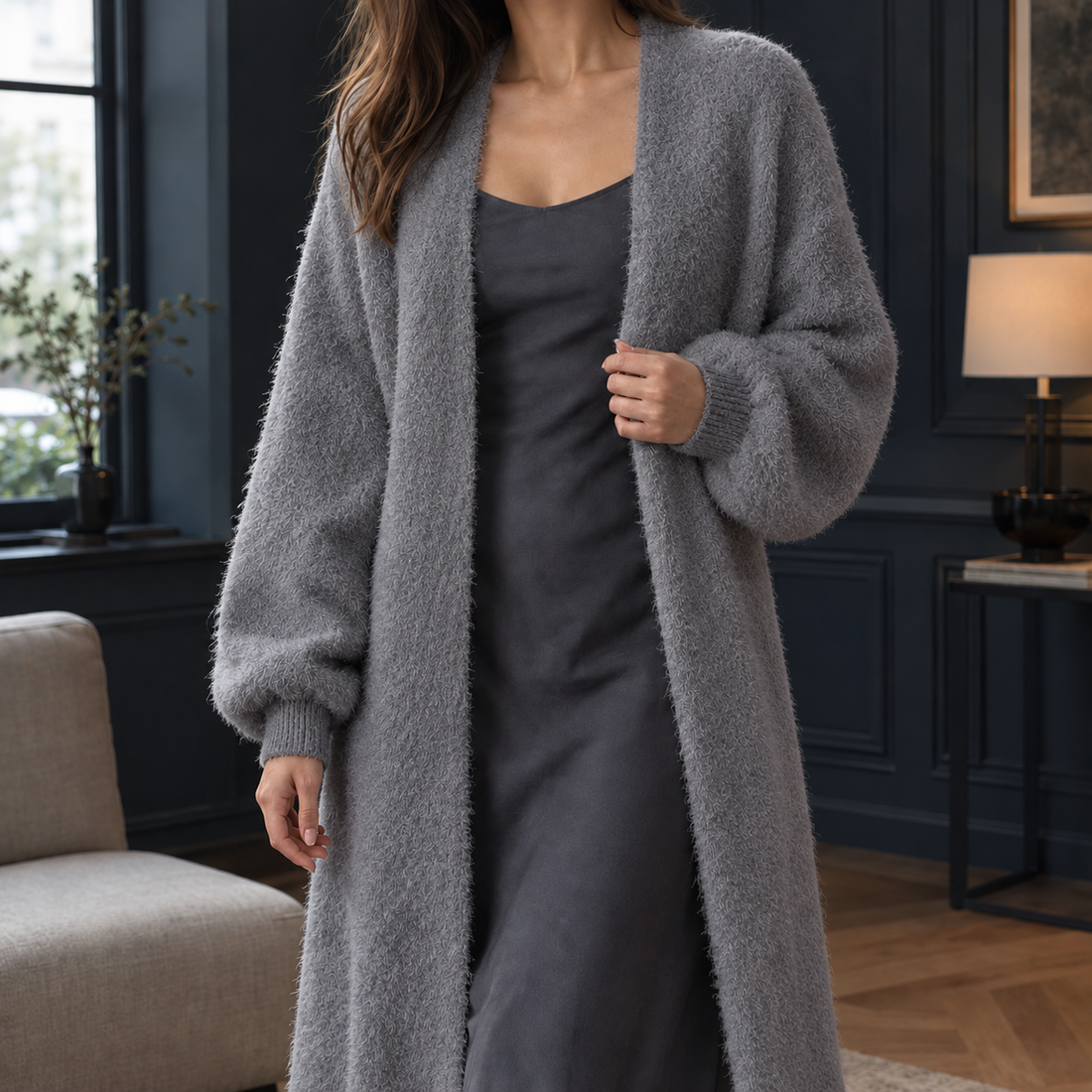 Isla-Grace Longline Cardigan - Gray