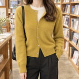 Augustine Round Neck Cardigan - Mustard Yellow