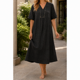 Anouk-Kate Crinkle Midi Dress - Black