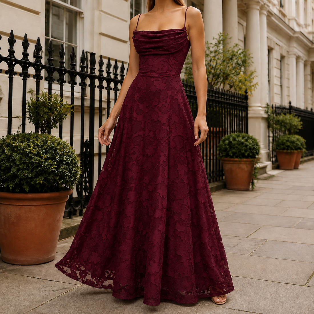 Pippa Floral Maxi Dress - Burgundy