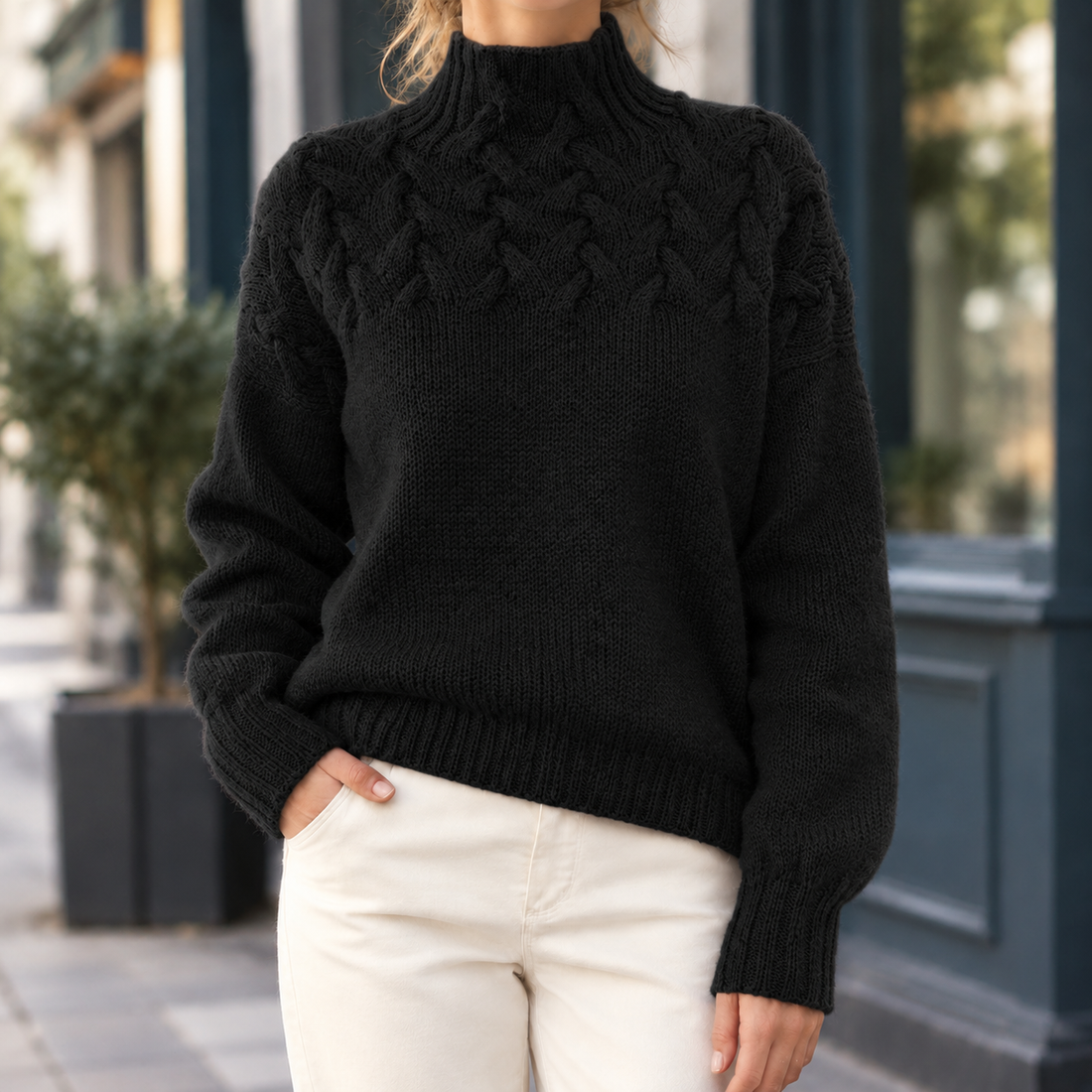 Paloma-Marie Cable Knit Sweater - Black