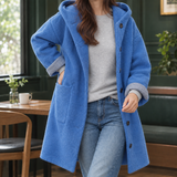 Antonia-Sage Hooded Coat - Blue