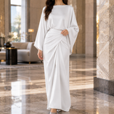 Cecily-Pearl Draped Maxi Dress - White
