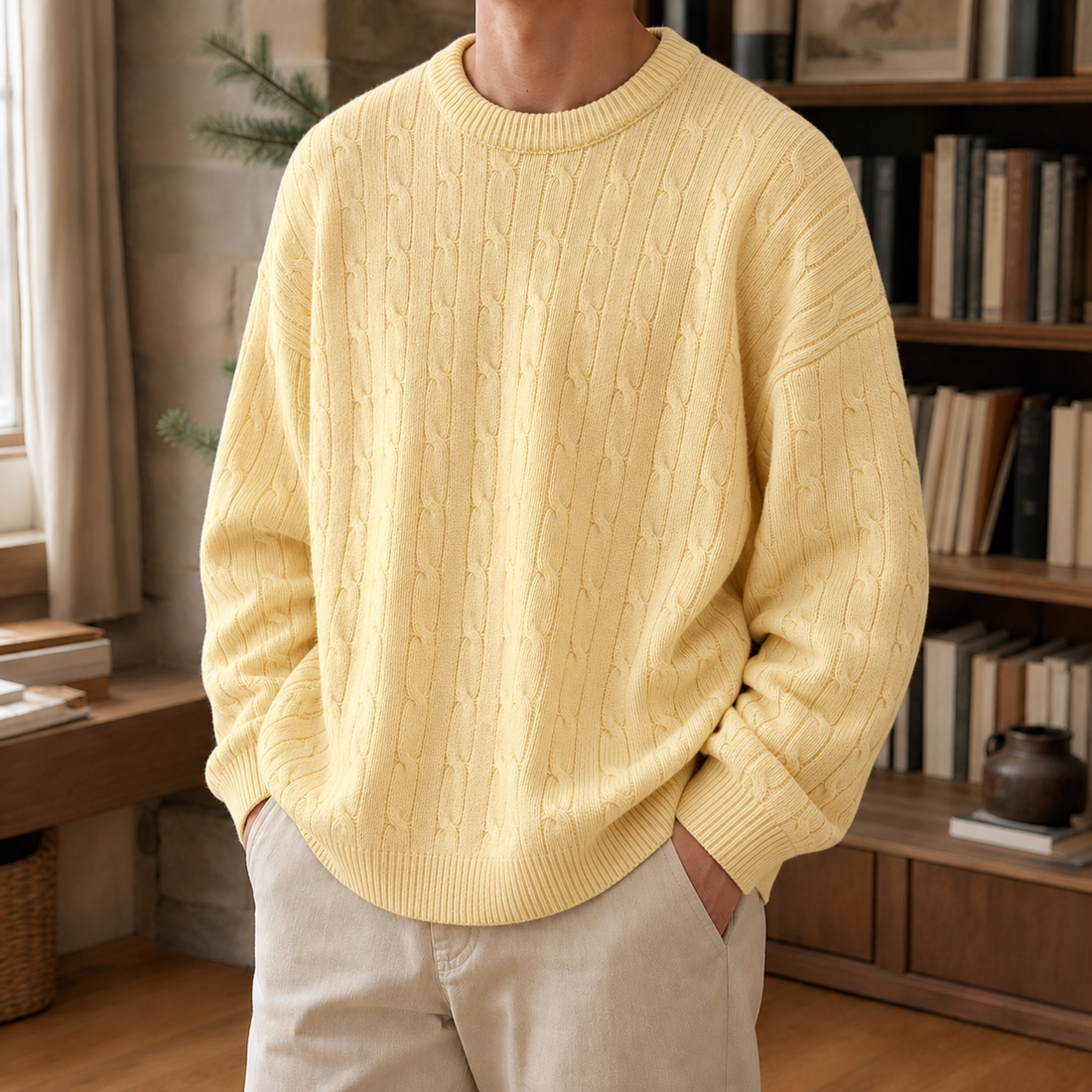 Marco Cable Knit Sweater - Light Yellow