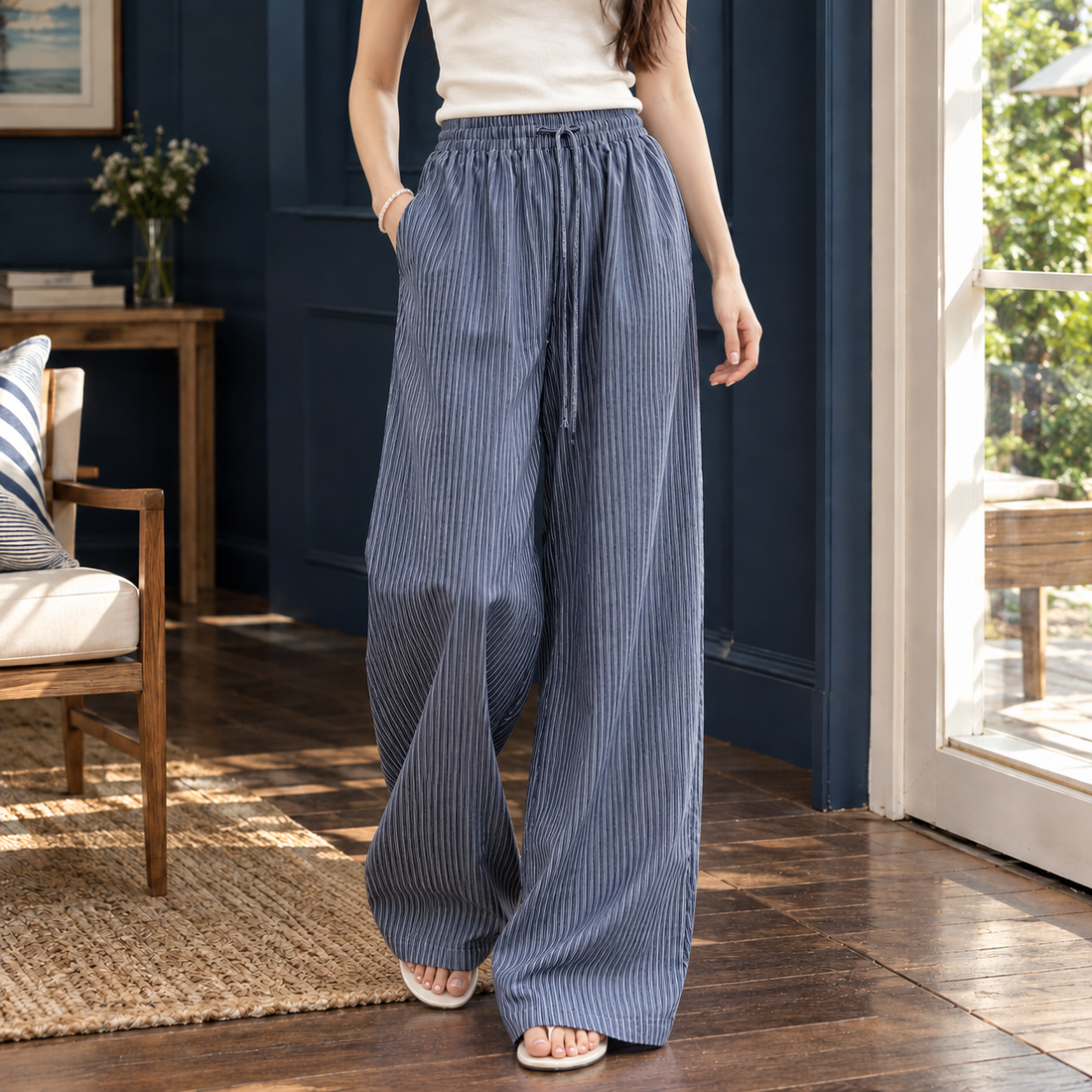 Mariella-Grace Wide-Leg Pants - Black Blue