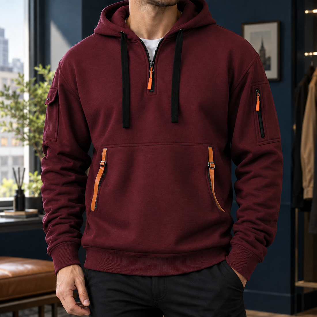 Lucian Utility Hoodie - Wine Red