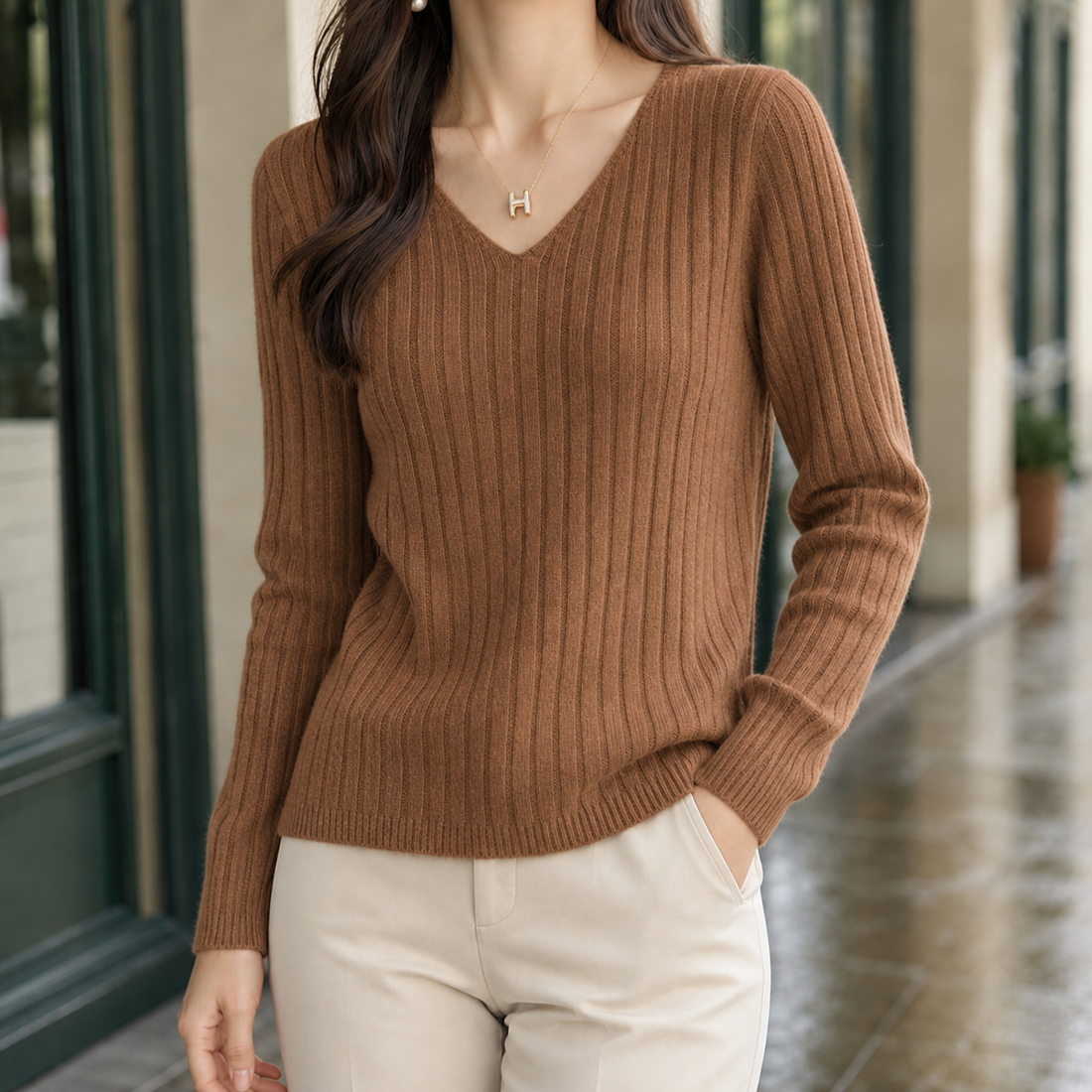 Millie Ribbed Sweater - North American Caramel