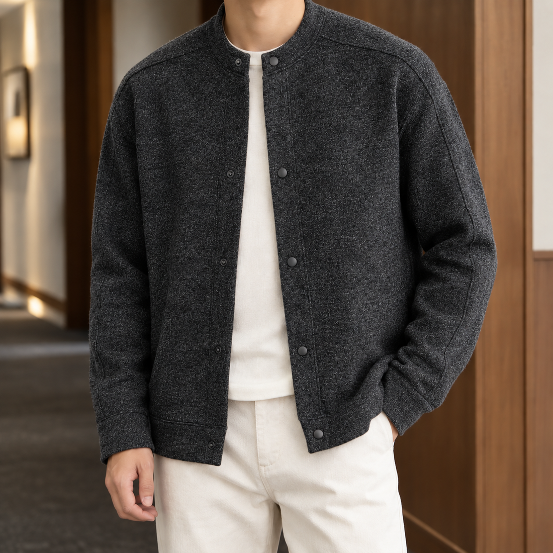 Magnus Baseball Jacket - Black-gray