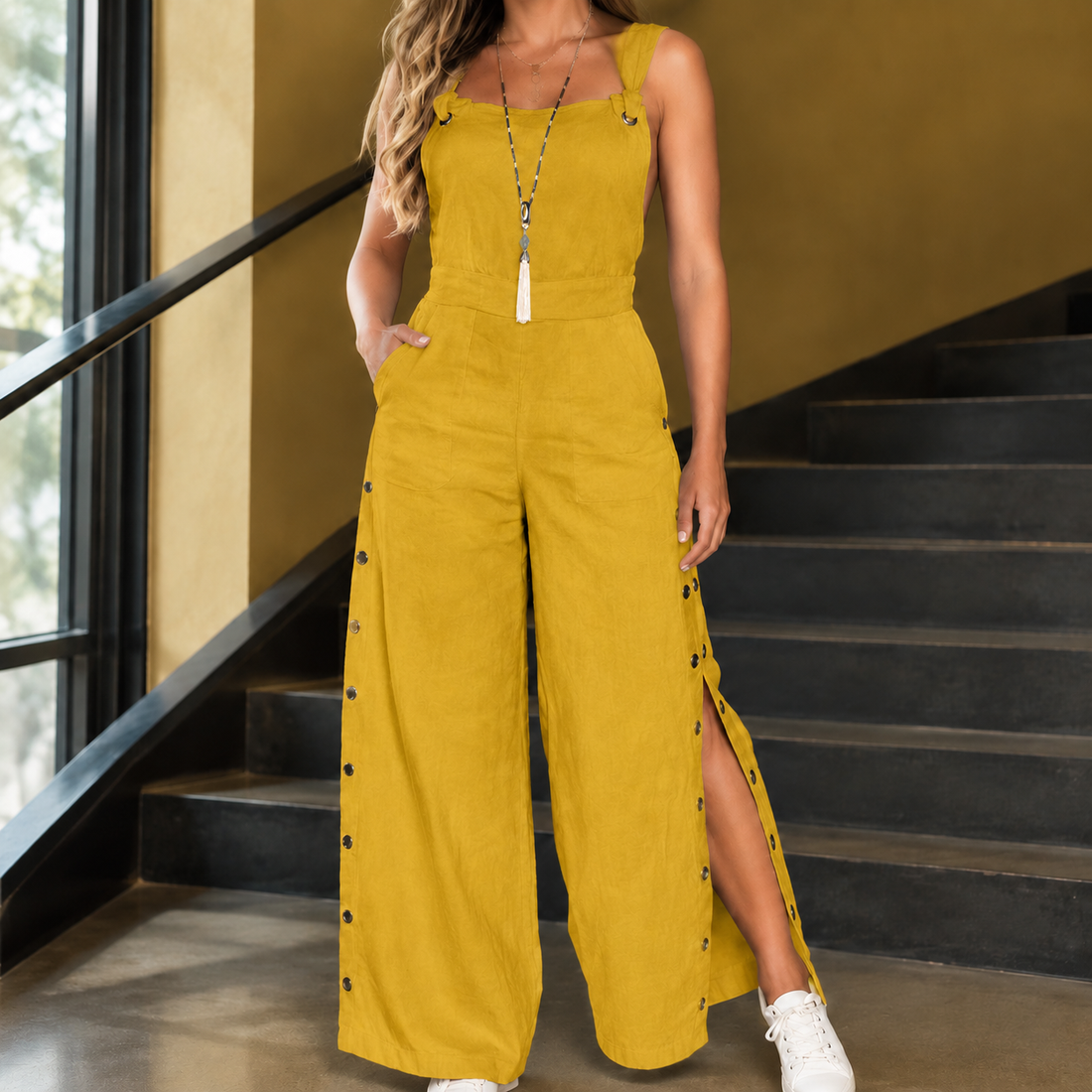 Ysabel Wide Leg Jumpsuit - Yellow
