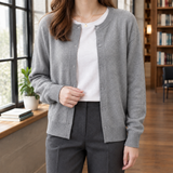 Liliane-Belle Button Front Cardigan - Gray
