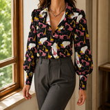 Giulietta Printed Blouse - Black