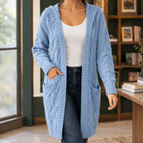 Giselle-Eve Cable Knit Cardigan - Sky Blue