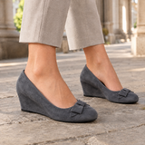 Matera-Firenze Suede Wedge Heels - Gray