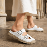 Peretti Buckle Sandals - White