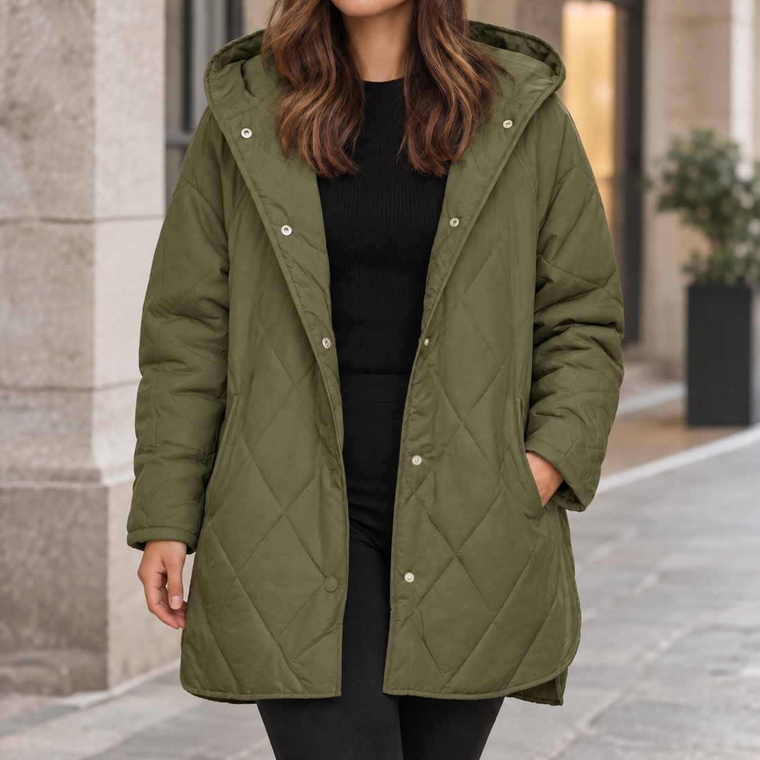 Lillian-Jane Quilted Jacket - Military Green