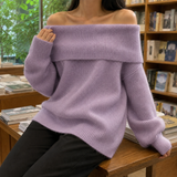 Mercedes Off-Shoulder Sweater - Purple