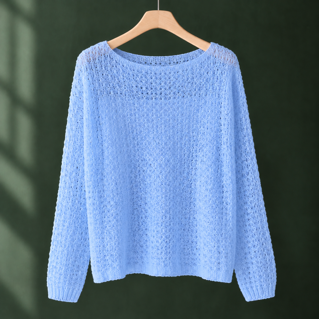 Lara-Jade Openwork Sweater - Light Blue