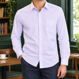 Burnaby Point Collar Shirt - Purple Stripe
