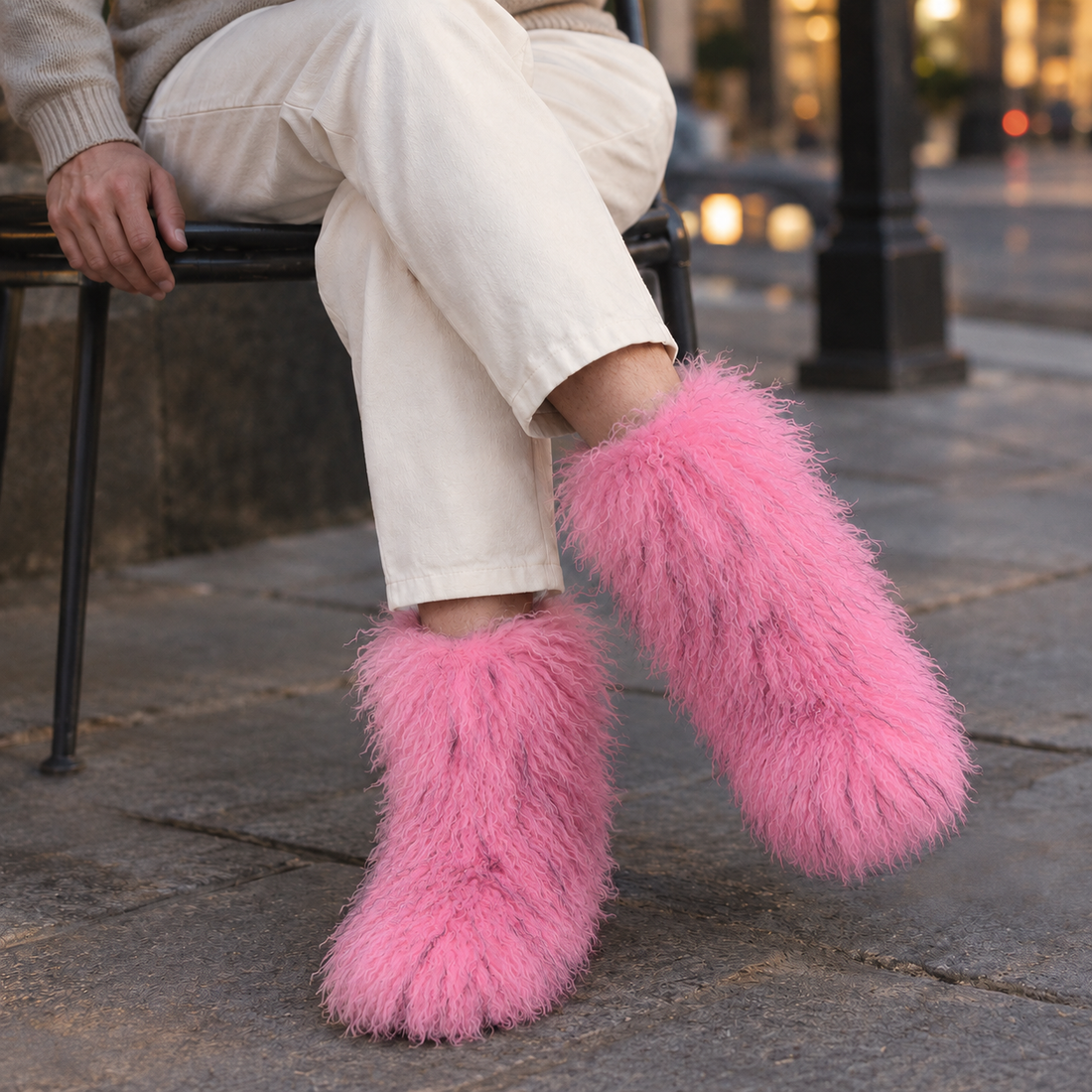 Romano-Vico Plush Boots - Pink