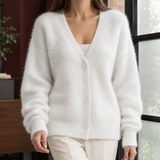 Zelie-Louise V-Neck Cardigan - White