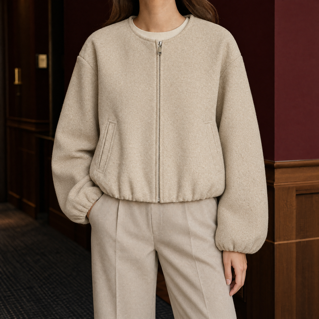 Andrina-Belle Cropped Jacket - Beige