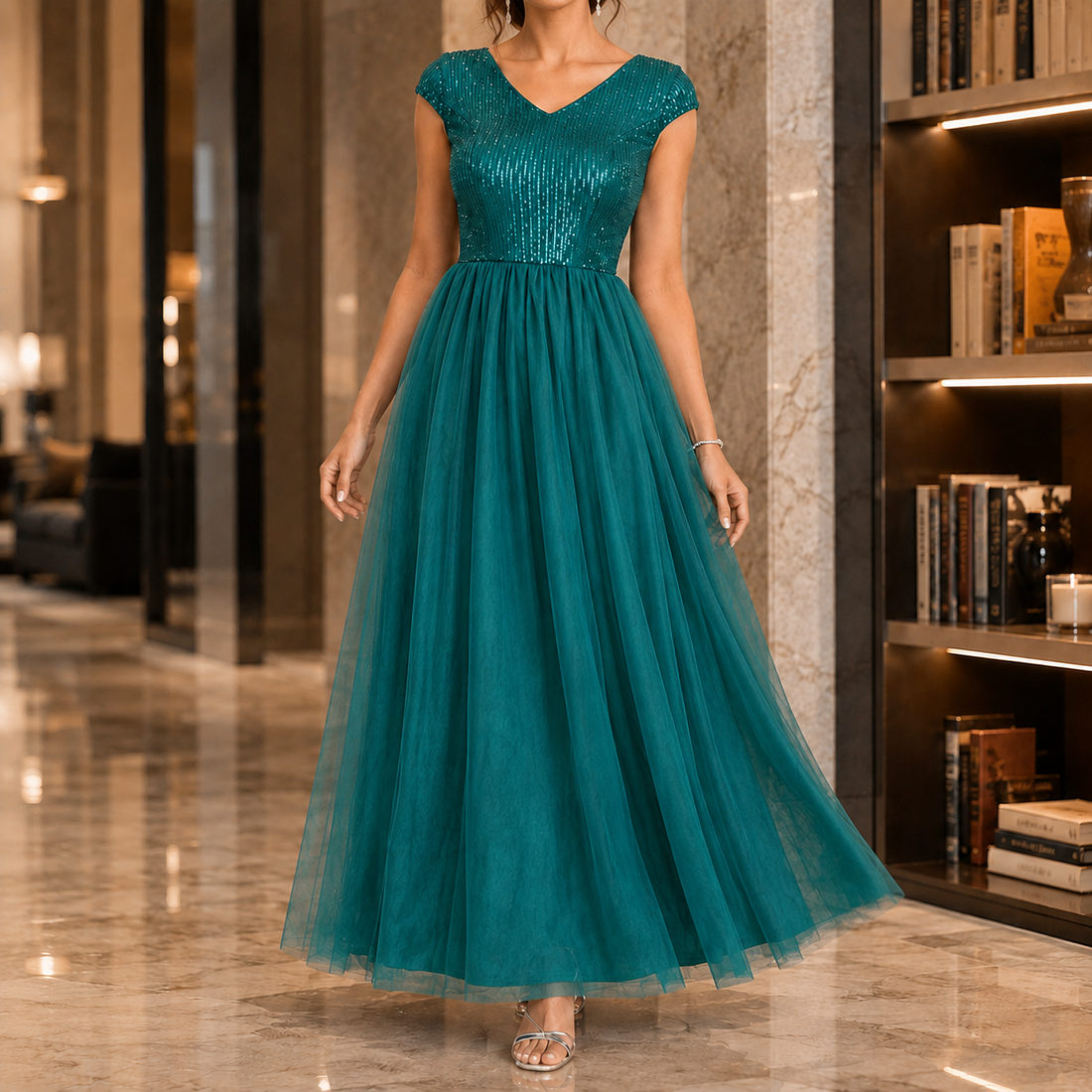 Francesca-Faye Sequin Maxi Dress - Turquoise