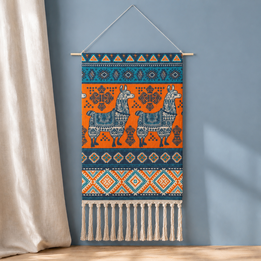 Florian Geometric Wall Hanging - Orange Llama