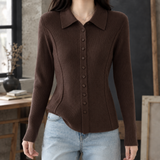 Fiona-Grace Ribbed Cardigan - Coffee