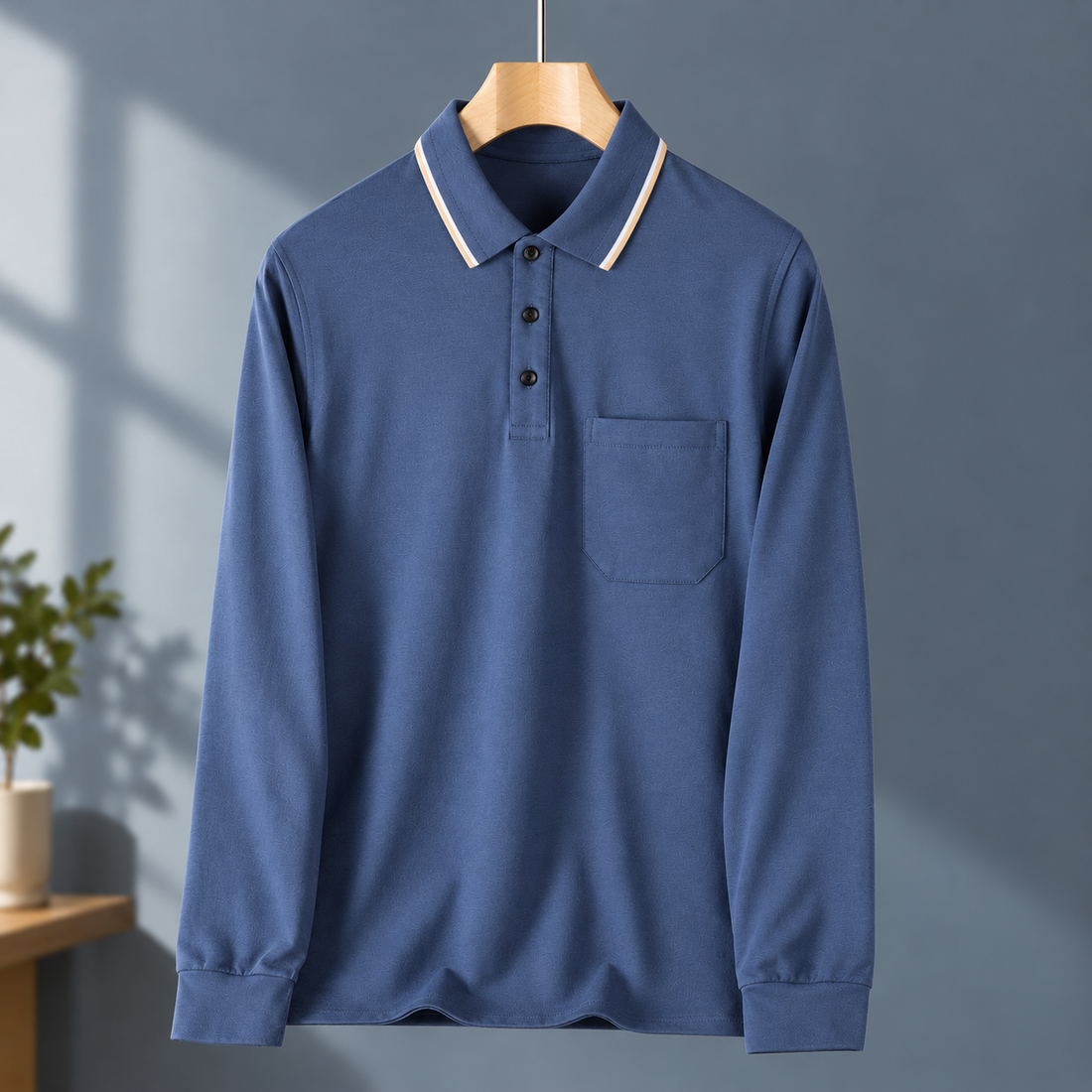 Florian Cotton Polo - Lapel Blue