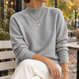 Melisande-Eve Mock Neck Sweater - Gray