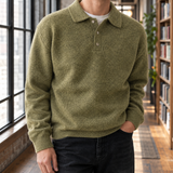 Alderic Chenille Polo Sweater - Olive