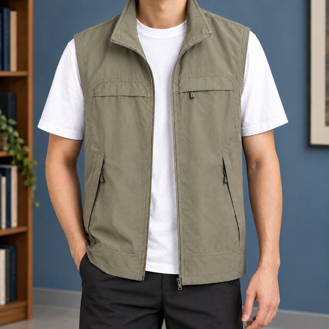 Dario Utility Vest - Khaki