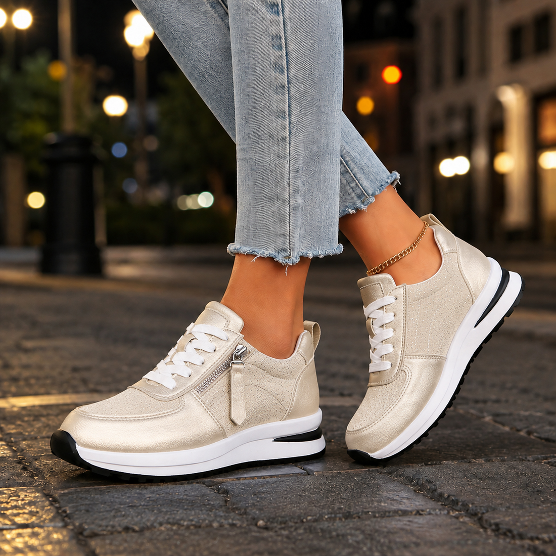 Vitale Orthopedic Sneakers - Shiny Beige