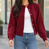 Pomeline-Eve Round Neck Cardigan - Red