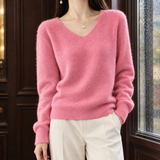 Imogen-Mae V-Neck Sweater - V-neck Shrimp Pink