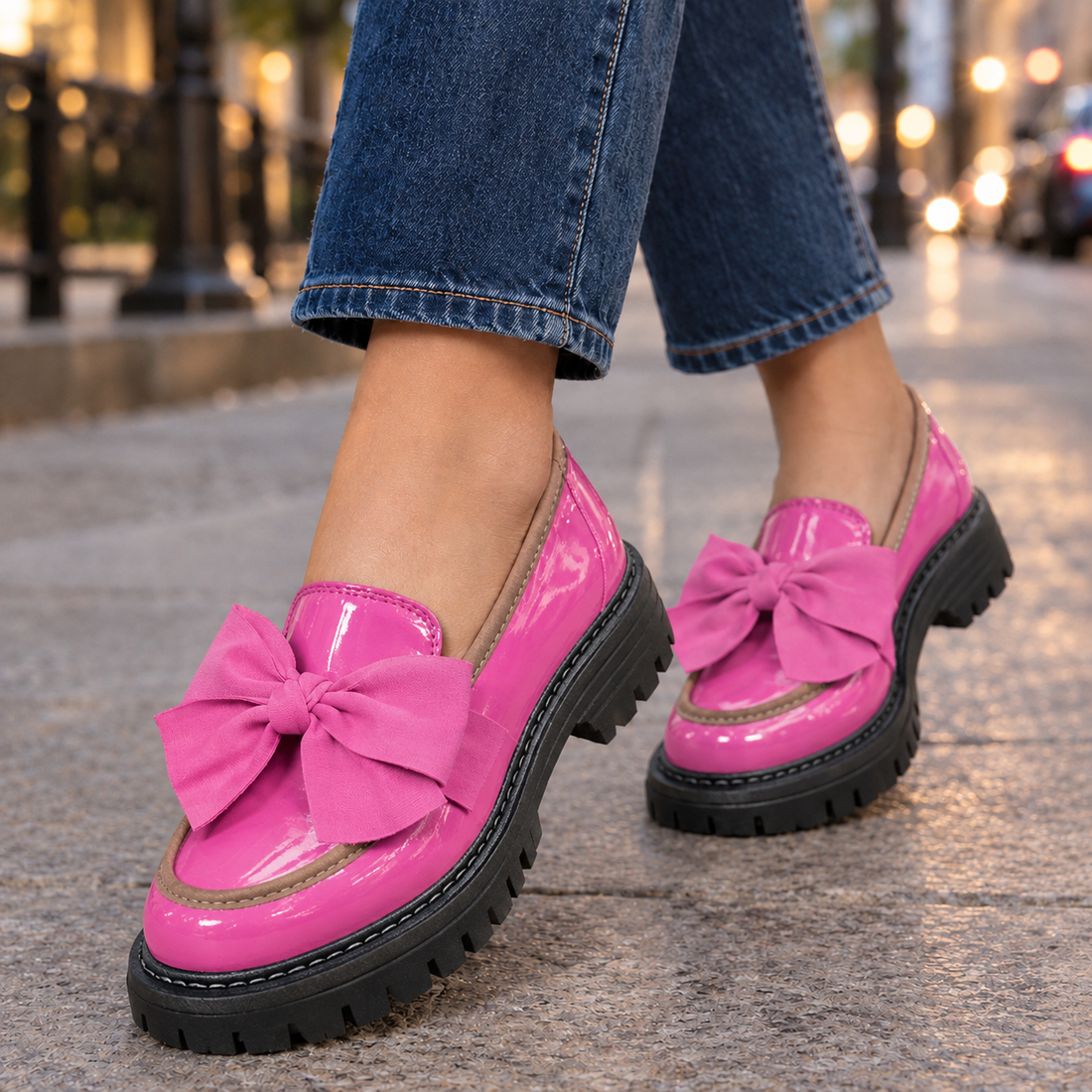 Bembo-Vico Bow Loafers - Pink