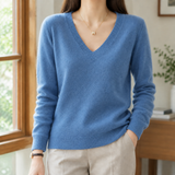 Evadne V Neck Sweater - Blue (haze)
